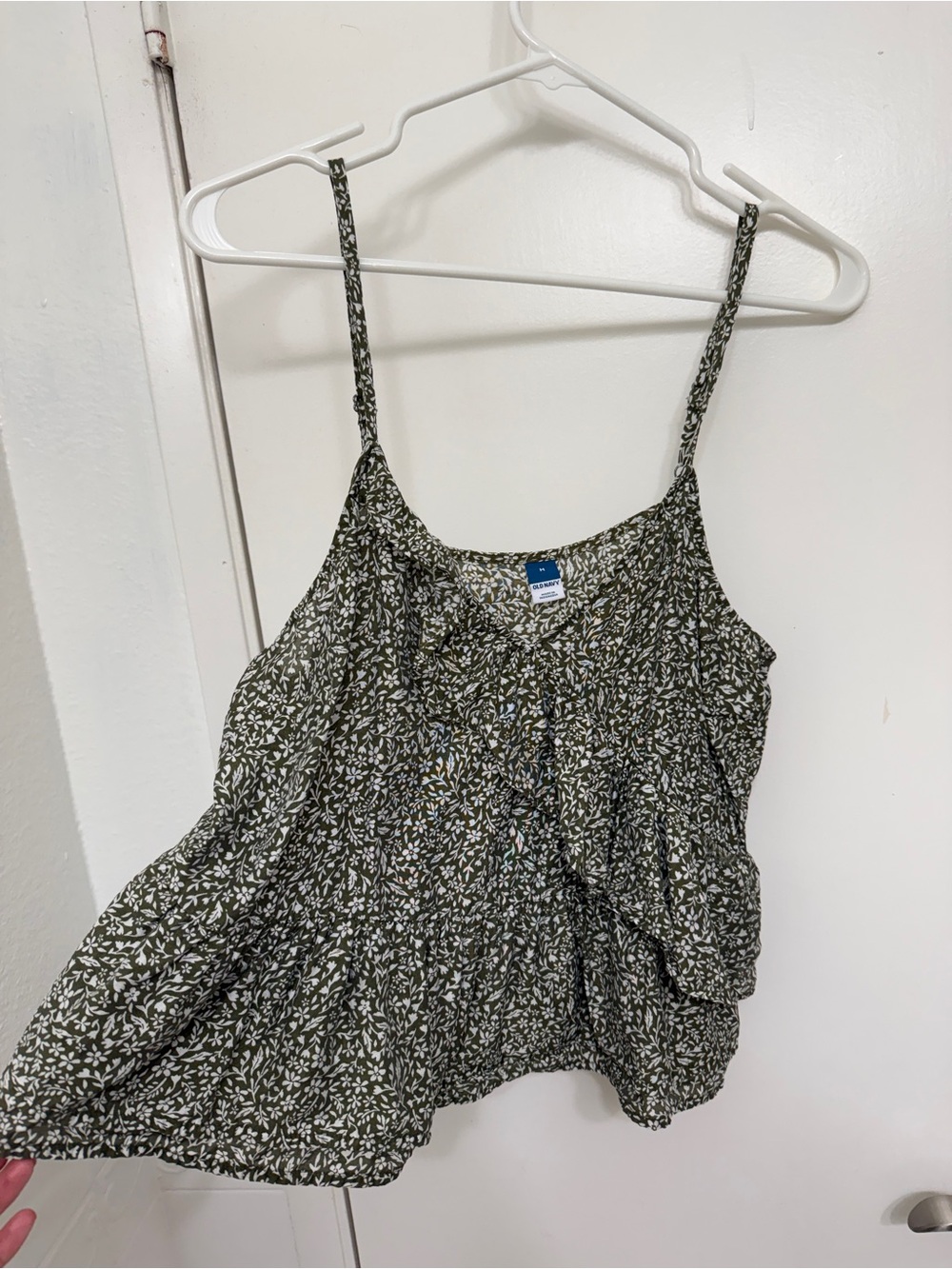 Old Navy Olive Green Floral Spaghetti Strap Camitop
